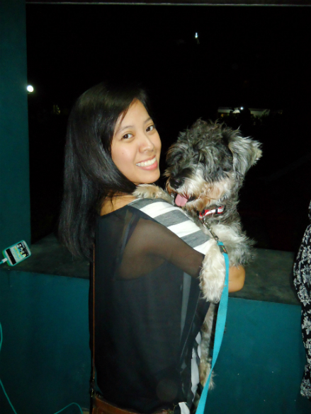 with our schnauzer, Clue. :)