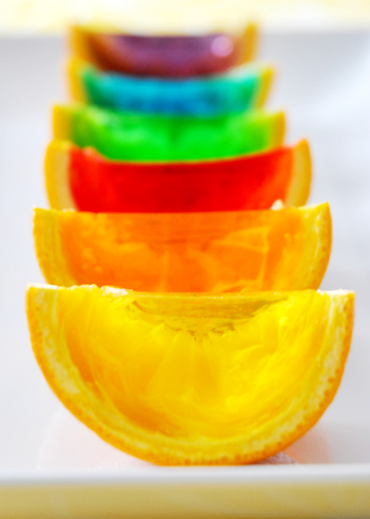 I couldn't find the photos of the ones I made, but they looked like the Jell-O smiles in this photo. (Taken from http://quick-dish.tablespoon.com/)